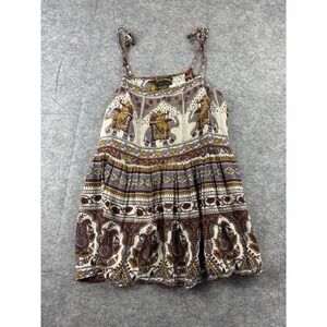 Classic Imports Women M Made in India Cotton Bohemian Elephant Tie Strap Top SEE